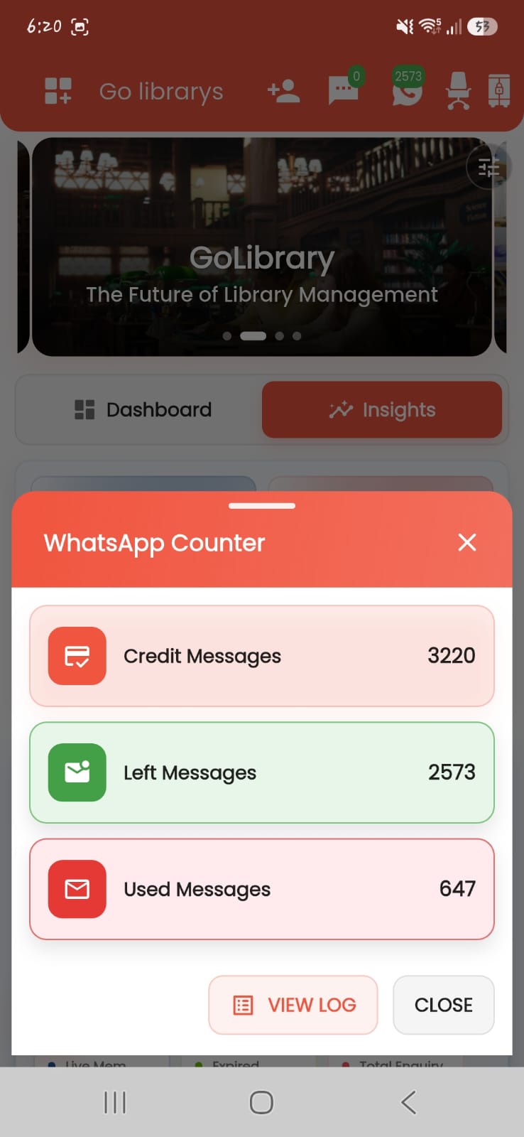 WhatsApp Count screen